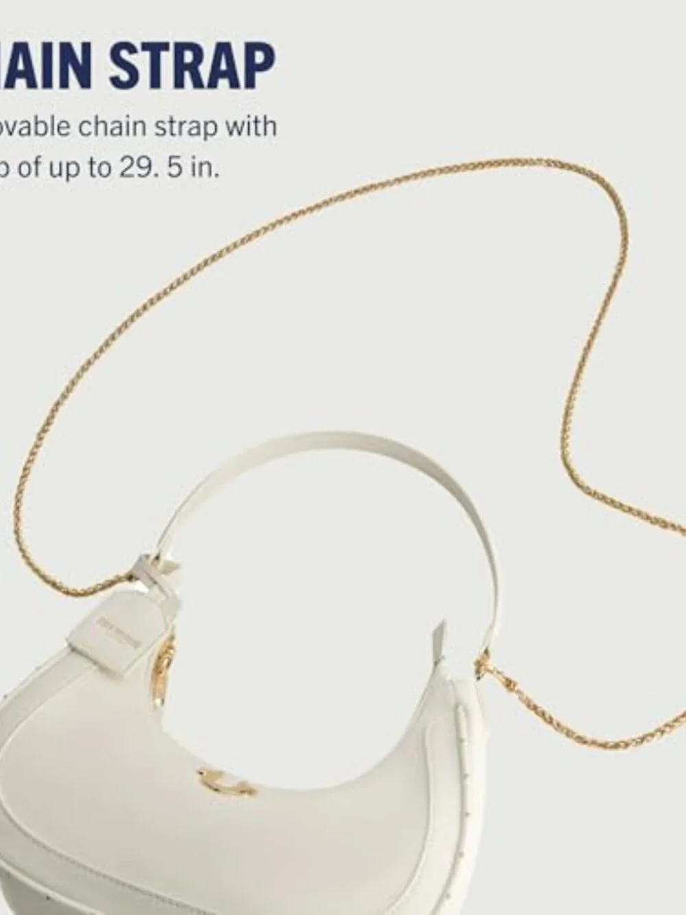 Faux Leather Crescent Hobo Bag with Adjustable Chain Strap